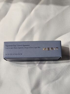 Merit Signature Lip Lightweight Matte Lipstick - Dusky Blue Box